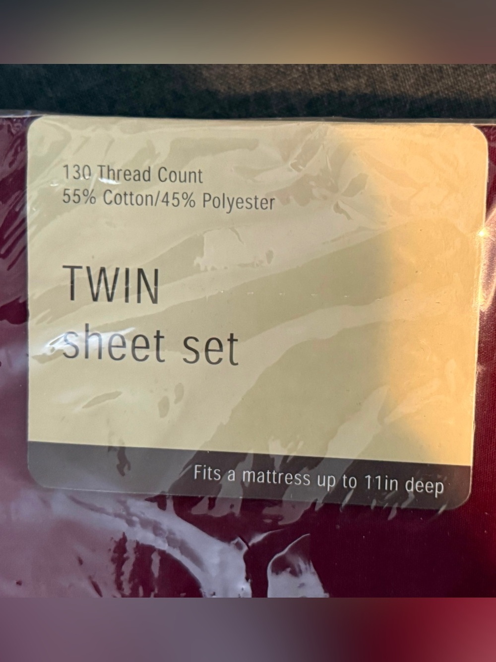 Twin Sheet Set in Burgundy - Soft Polyester-Cotton Blend
